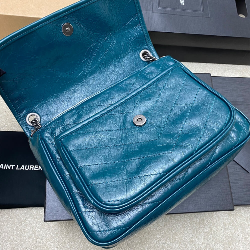 YSL NIKI MEDIUM IN CRINKLED VINTAGE LEATHER(HIGH-END GRADE)