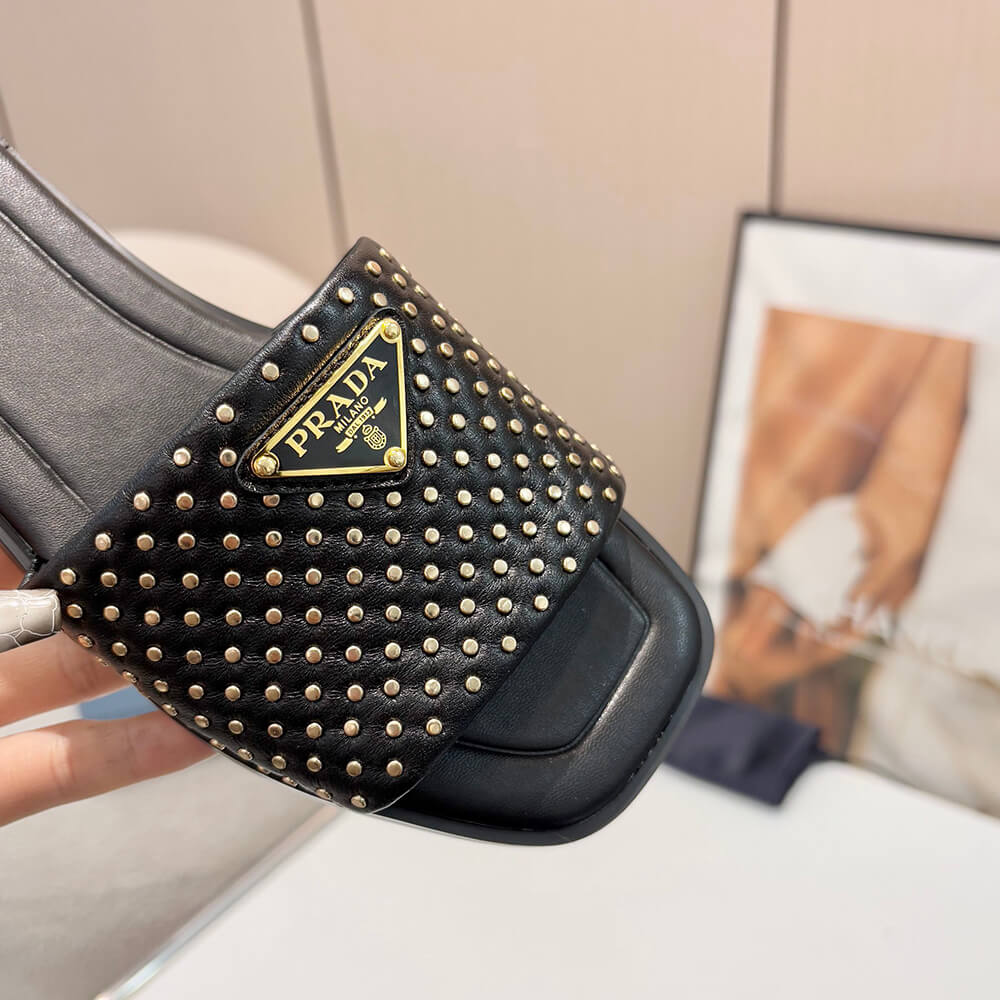 Prada Nappa leather slides with studs
