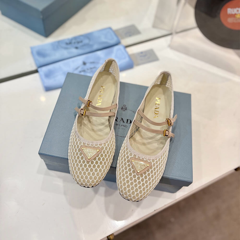 PRADA Mesh fabric ballerinas